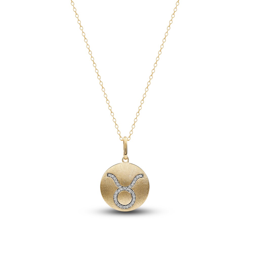 Diamond Taurus Zodiac Pendant Necklace 1/10 ct tw Round 14K Yellow Gold BDlZ9cGl Diamond Taurus Zodiac Pendant Necklace 1/10 ct tw Round 14K Yellow Gold BDlZ9cGl