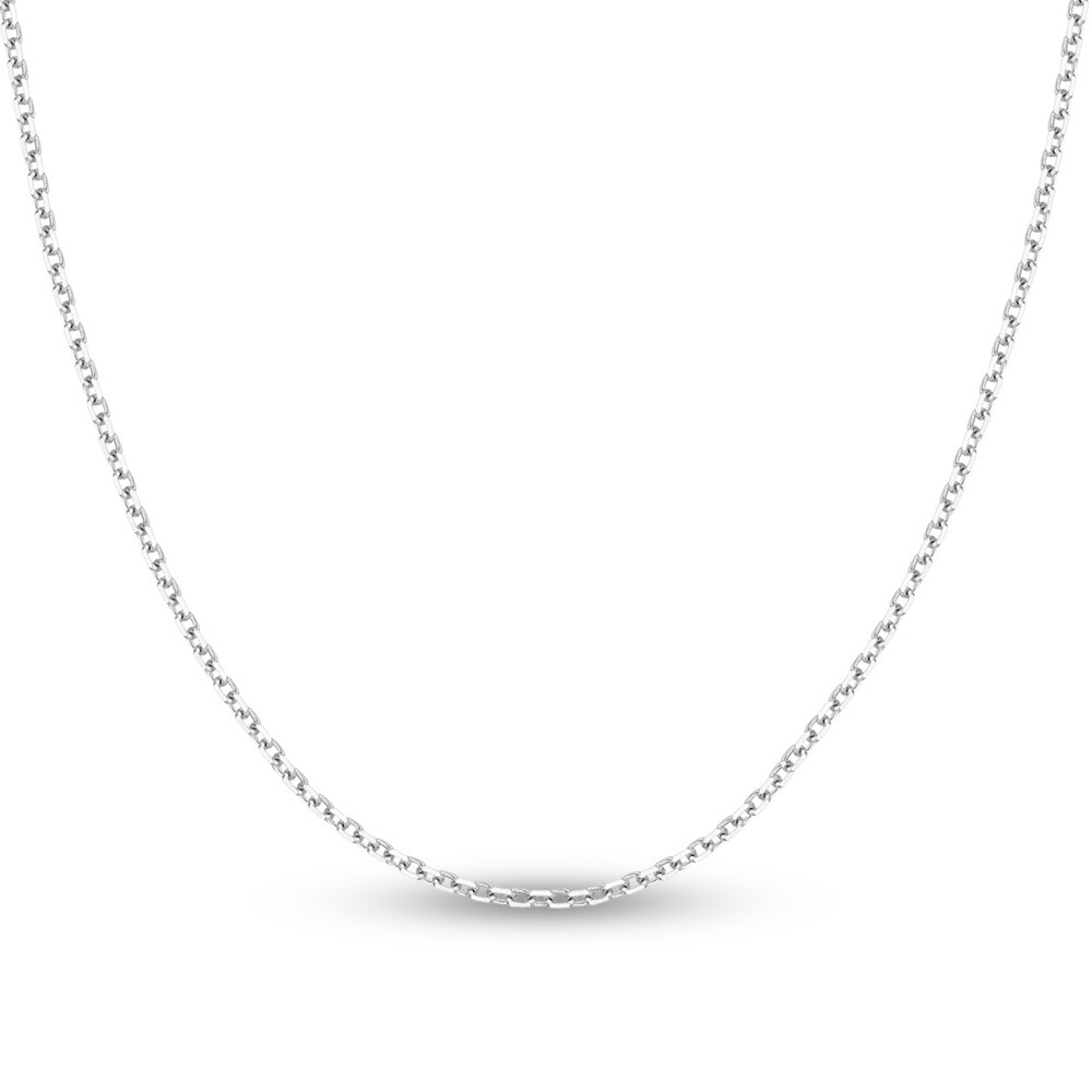 Diamond-Cut Cable Chain Necklace 14K White Gold 24" BFZk1VRZ Diamond-Cut Cable Chain Necklace 14K White Gold 24" BFZk1VRZ