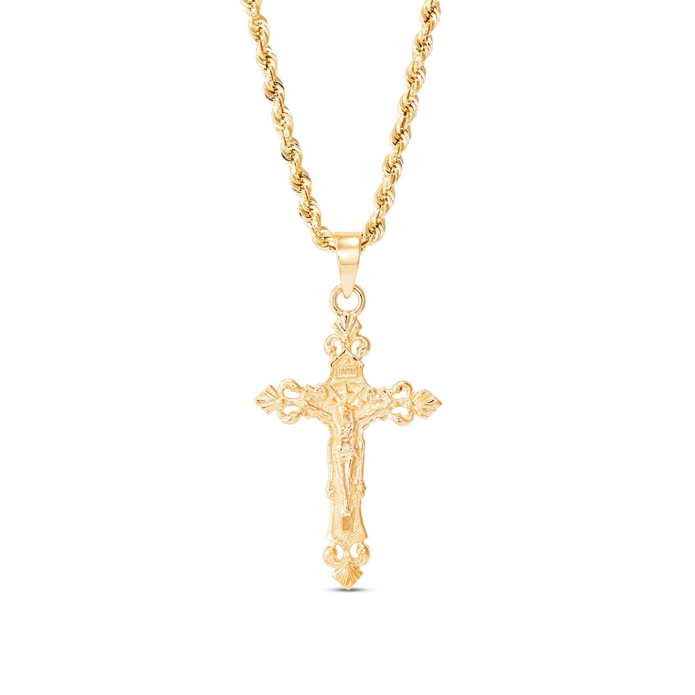 Men's Crucifix Rope Chain 10K Yellow Gold BL8HLF6F Men's Crucifix Rope Chain 10K Yellow Gold BL8HLF6F