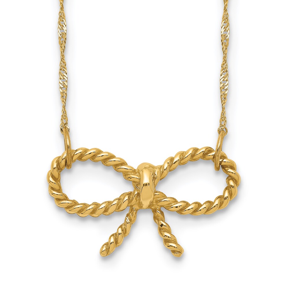 Polished Bow Necklace 14K Yellow Gold 16.5" BOZdIKrN Polished Bow Necklace 14K Yellow Gold 16.5" BOZdIKrN