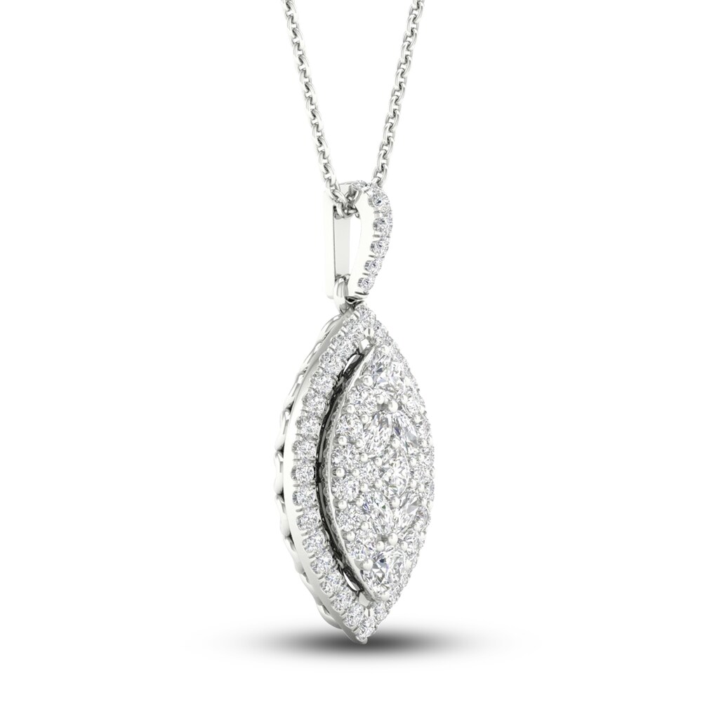 Diamond Pendant Necklace 3/4 ct tw Marquise/Round 14K White Gold Bt6vFn03 Diamond Pendant Necklace 3/4 ct tw Marquise/Round 14K White Gold Bt6vFn03