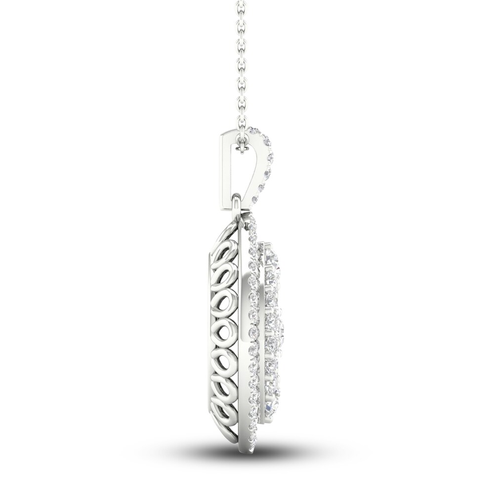 Diamond Pendant Necklace 3/4 ct tw Marquise/Round 14K White Gold Bt6vFn03 Diamond Pendant Necklace 3/4 ct tw Marquise/Round 14K White Gold Bt6vFn03