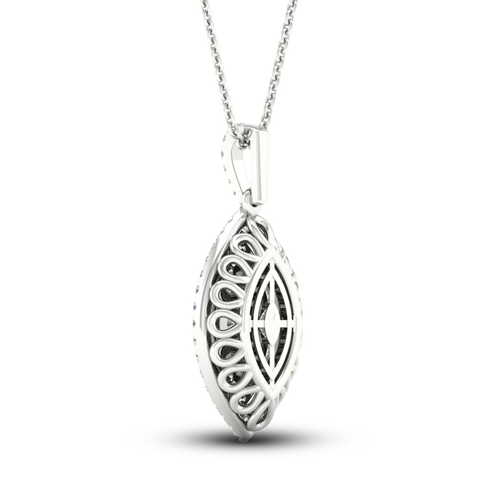 Diamond Pendant Necklace 3/4 ct tw Marquise/Round 14K White Gold Bt6vFn03 Diamond Pendant Necklace 3/4 ct tw Marquise/Round 14K White Gold Bt6vFn03