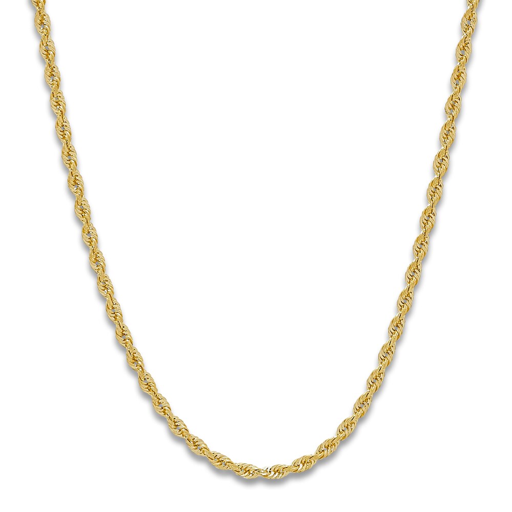 Solid Glitter Rope Necklace 14K Yellow Gold 22" 3.0mm BzGgWVQC