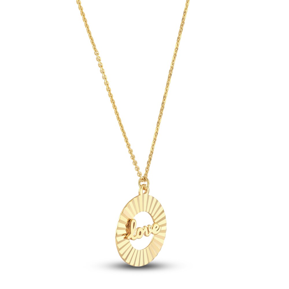 Fluted \"LOVE\" Necklace 14K Yellow Gold 16\" CCn5KN45 Fluted \"LOVE\" Necklace 14K Yellow Gold 16\" CCn5KN45