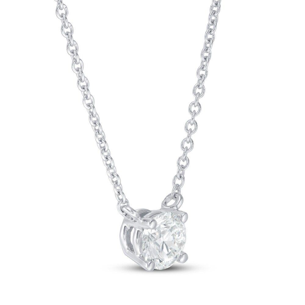 Lab-Created Diamond Solitaire Necklace 1/2 ct tw Round 14K White Gold 19\" (SI2/F) CDNMtvy0 Lab-Created Diamond Solitaire Necklace 1/2 ct tw Round 14K White Gold 19\" (SI2/F) CDNMtvy0