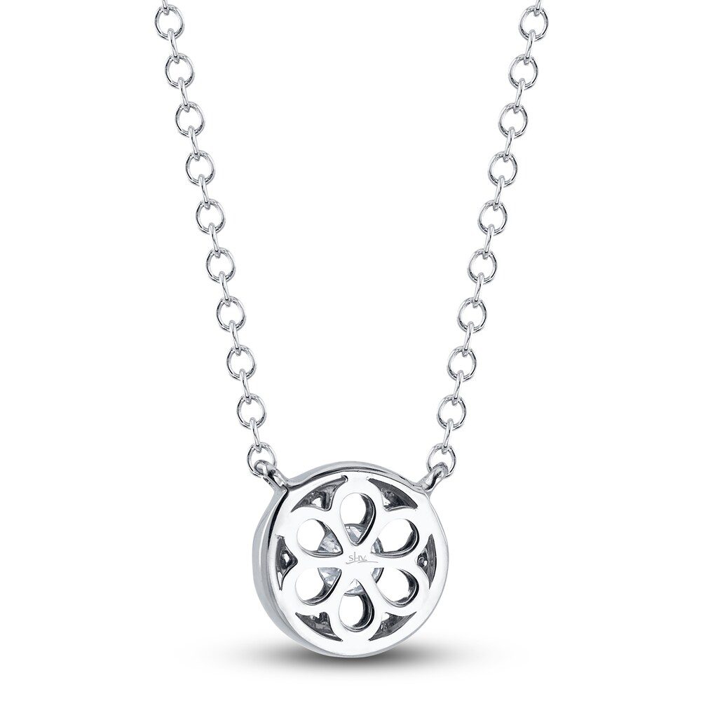 Shy Creation Diamond Necklace 1/6 ct tw Round 14K White Gold 18\" SC55024121V2 CPWf377O
