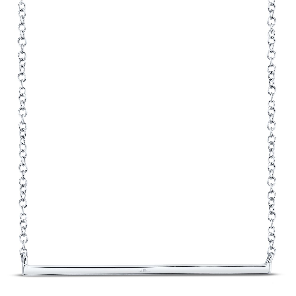 Shy Creation Bar Necklace 1/20 ct tw Diamonds 14K White Gold SC55001270 CRpow8SI Shy Creation Bar Necklace 1/20 ct tw Diamonds 14K White Gold SC55001270 CRpow8SI