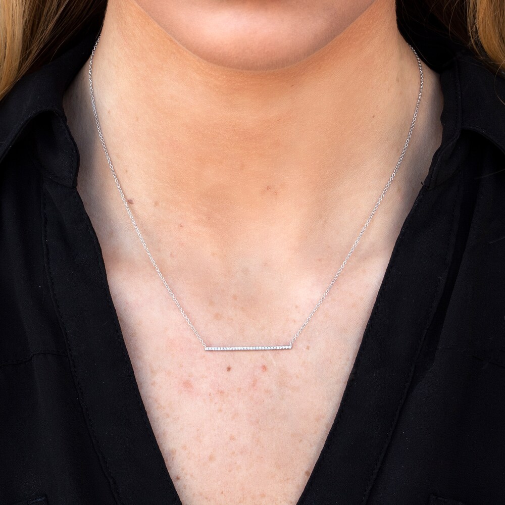 Shy Creation Bar Necklace 1/20 ct tw Diamonds 14K White Gold SC55001270 CRpow8SI Shy Creation Bar Necklace 1/20 ct tw Diamonds 14K White Gold SC55001270 CRpow8SI