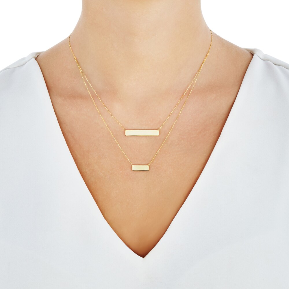 Layered Bar Necklace 10K Yellow Gold CStzIiYP Layered Bar Necklace 10K Yellow Gold CStzIiYP
