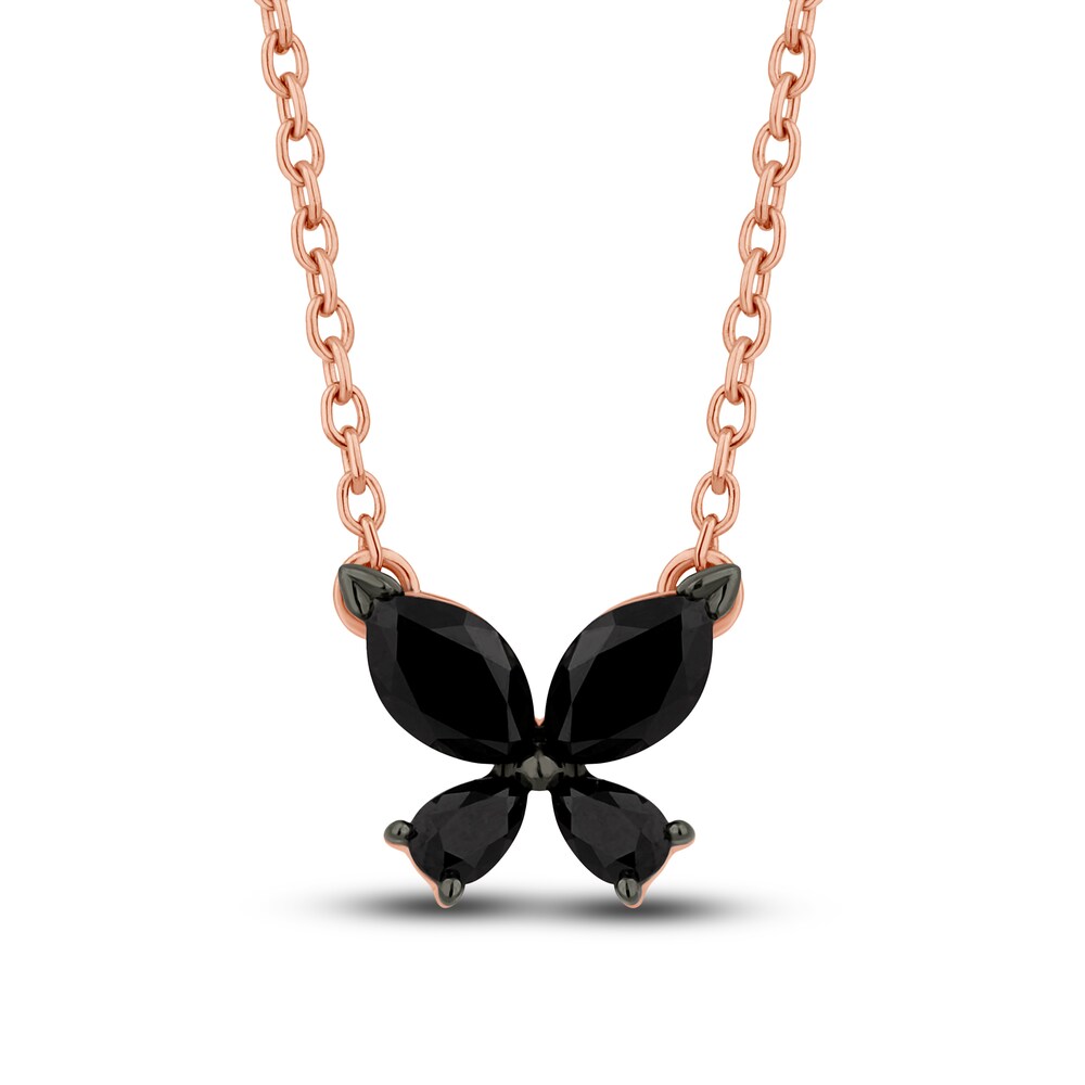 Pnina Tornai Black Diamond Butterfly Pendant Necklace 3/8 ct tw Pear/Marquise 14K Rose Gold 18" D1czPaJ9