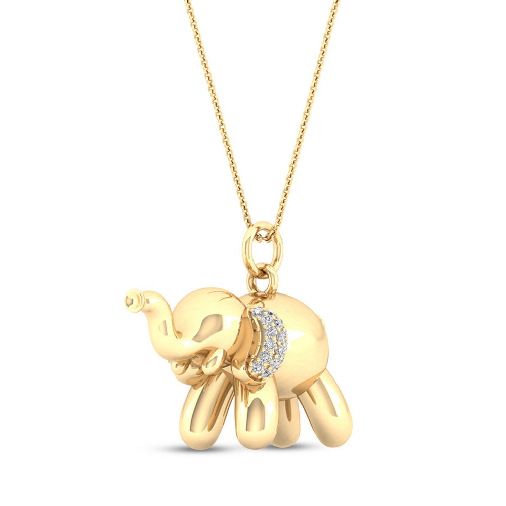 Diamond Elephant Necklace 1/10 ct tw Sterling Silver 14K Plated DGCWJgx3 Diamond Elephant Necklace 1/10 ct tw Sterling Silver 14K Plated DGCWJgx3