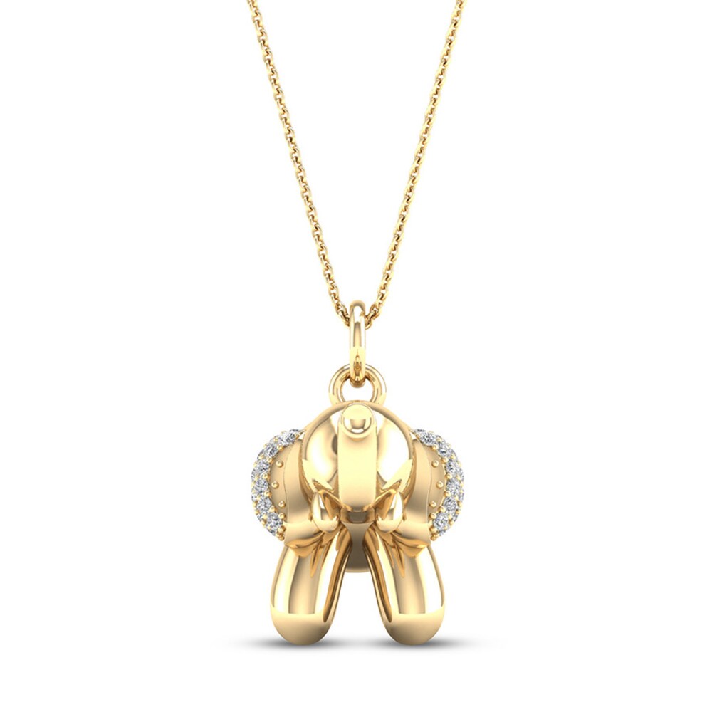 Diamond Elephant Necklace 1/10 ct tw Sterling Silver 14K Plated DGCWJgx3 Diamond Elephant Necklace 1/10 ct tw Sterling Silver 14K Plated DGCWJgx3