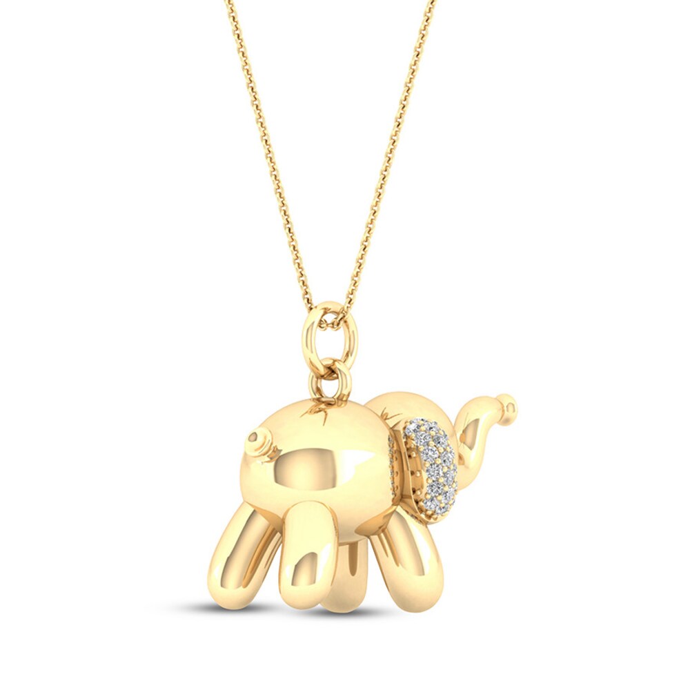 Diamond Elephant Necklace 1/10 ct tw Sterling Silver 14K Plated DGCWJgx3 Diamond Elephant Necklace 1/10 ct tw Sterling Silver 14K Plated DGCWJgx3
