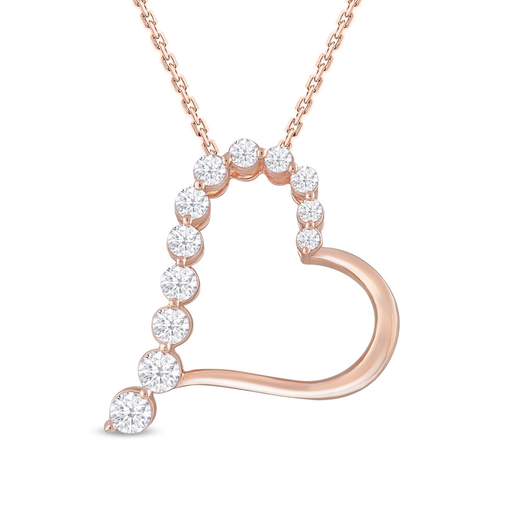 Diamond Heart Pendant Necklace 1/2 ct tw Round 10K Rose Gold 18" DHcqy7RY Diamond Heart Pendant Necklace 1/2 ct tw Round 10K Rose Gold 18" DHcqy7RY
