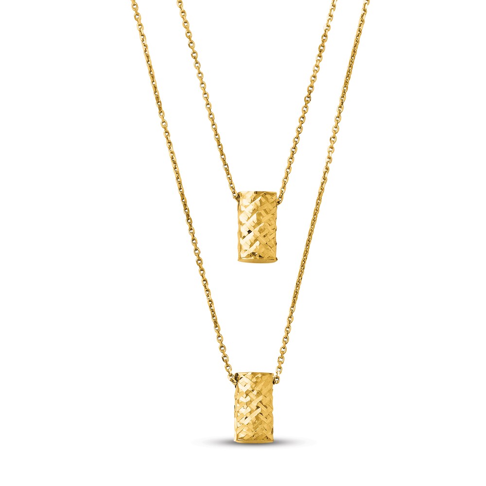Diamond-Cut Two Layer Necklace 14K Yellow Gold DLSDIQM3 Diamond-Cut Two Layer Necklace 14K Yellow Gold DLSDIQM3