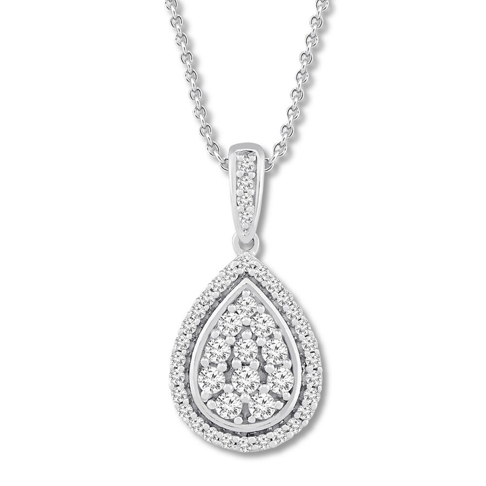 Diamond Teardrop Necklace 1/2 ct tw Round-cut Sterling Silver DekXHnU5 Diamond Teardrop Necklace 1/2 ct tw Round-cut Sterling Silver DekXHnU5