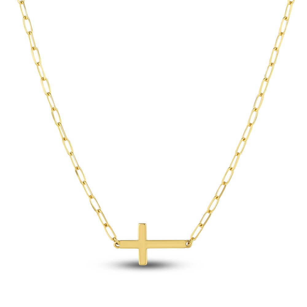Cross Paperclip Necklace 14K Yellow Gold 18" DqXK7GZy Cross Paperclip Necklace 14K Yellow Gold 18" DqXK7GZy