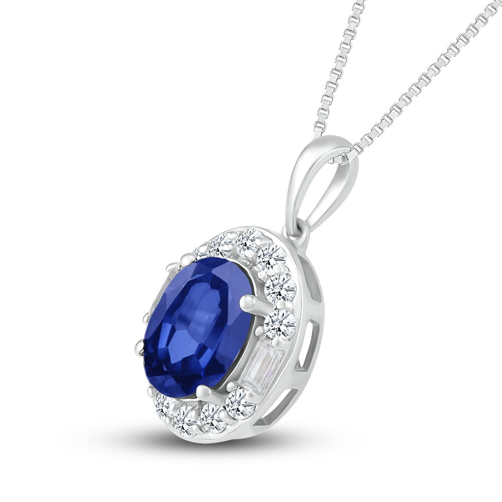 Lab-Created Sapphire Necklace Sterling Silver E6BSkcnh Lab-Created Sapphire Necklace Sterling Silver E6BSkcnh