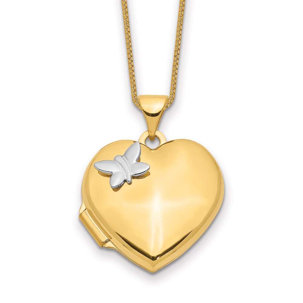 Heart Locket Necklace 14K Two-Tone Gold 18" E6uS43lb Heart Locket Necklace 14K Two-Tone Gold 18" E6uS43lb
