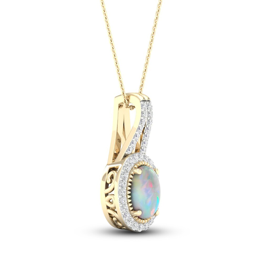 Lab-Created Opal & Lab-Created White Sapphire Necklace 10K Yellow Gold 18\" EHPuUp74 Lab-Created Opal & Lab-Created White Sapphire Necklace 10K Yellow Gold 18\" EHPuUp74