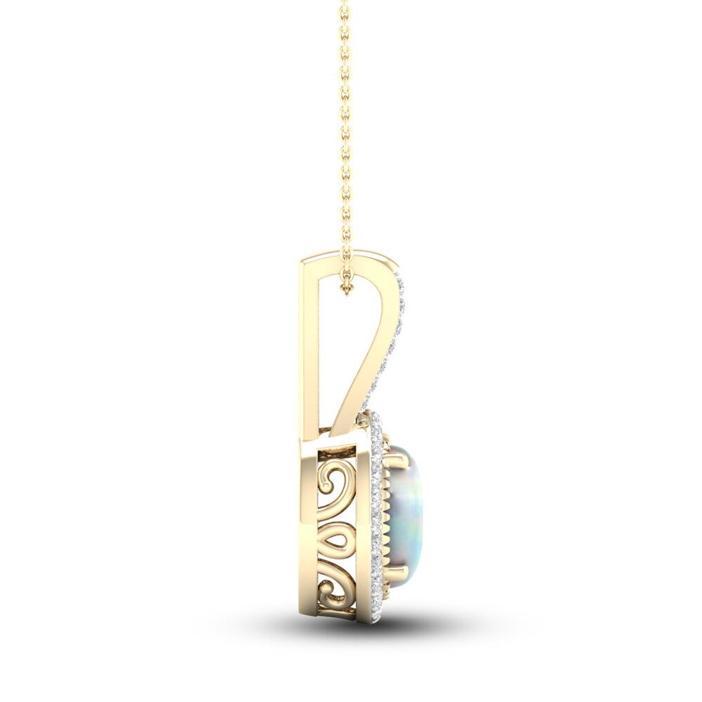 Lab-Created Opal & Lab-Created White Sapphire Necklace 10K Yellow Gold 18\" EHPuUp74 Lab-Created Opal & Lab-Created White Sapphire Necklace 10K Yellow Gold 18\" EHPuUp74