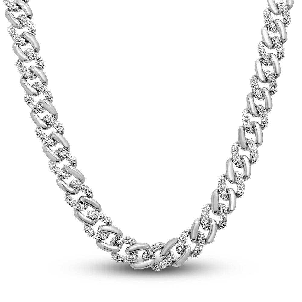 Men's Diamond Curb Link Necklace 1/2 ct tw Round Sterling Silver 20" EM3RpXfc Men's Diamond Curb Link Necklace 1/2 ct tw Round Sterling Silver 20" EM3RpXfc