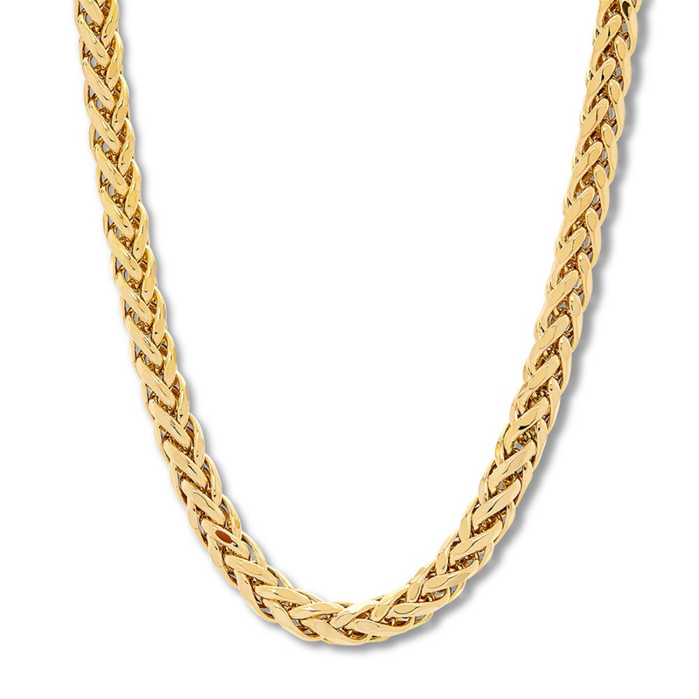 24" Wheat Chain Necklace 10K Yellow Gold Appx. 5.3mm F8m7pI0l
