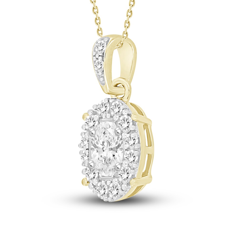 Diamond Pendant Necklace 3/8 ct tw Oval/Baguette/Round 10K Yellow Gold 18\" FlzFWKk4 Diamond Pendant Necklace 3/8 ct tw Oval/Baguette/Round 10K Yellow Gold 18\" FlzFWKk4