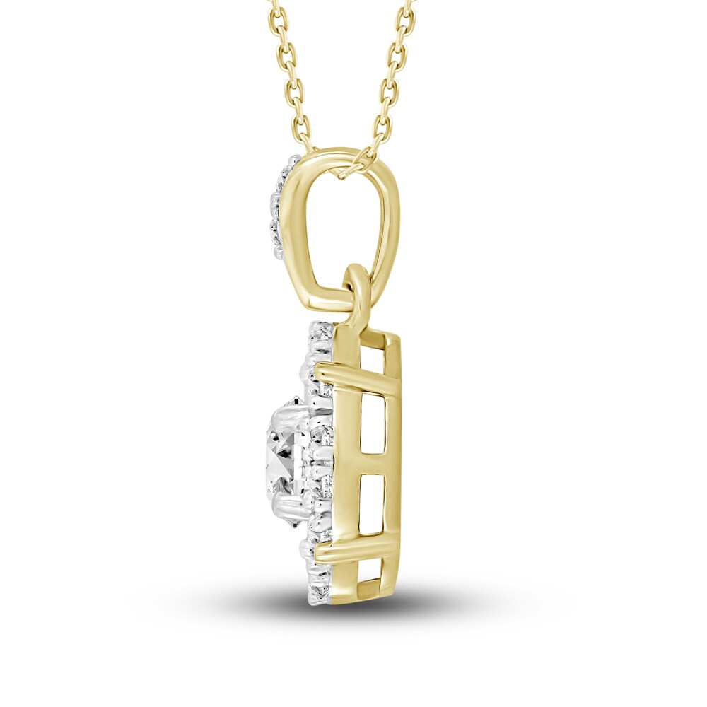 Diamond Pendant Necklace 3/8 ct tw Oval/Baguette/Round 10K Yellow Gold 18\" FlzFWKk4 Diamond Pendant Necklace 3/8 ct tw Oval/Baguette/Round 10K Yellow Gold 18\" FlzFWKk4