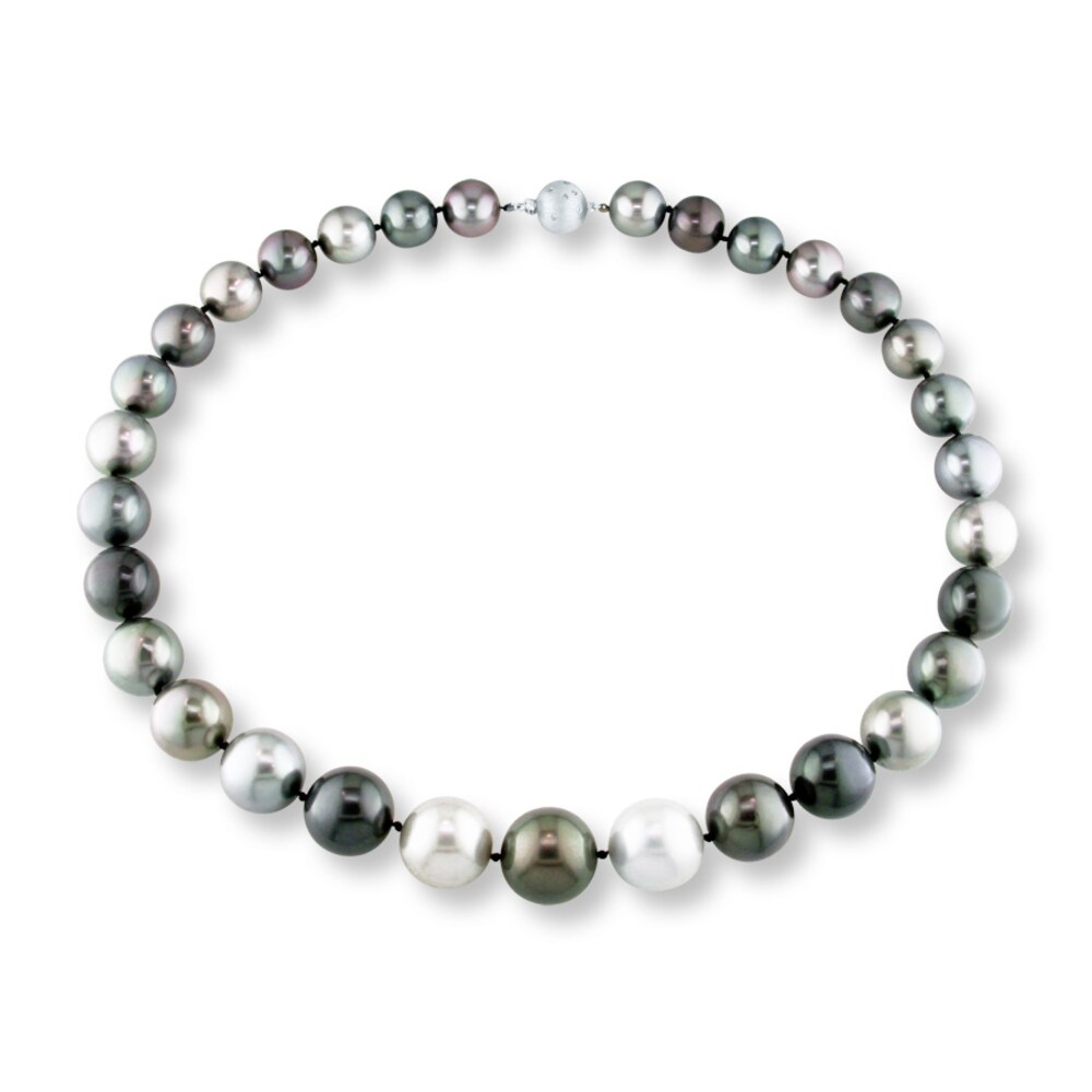 Cultured Pearl Necklace 1/20 ct tw Diamonds 14K White Gold FrmPJ3Ii Cultured Pearl Necklace 1/20 ct tw Diamonds 14K White Gold FrmPJ3Ii