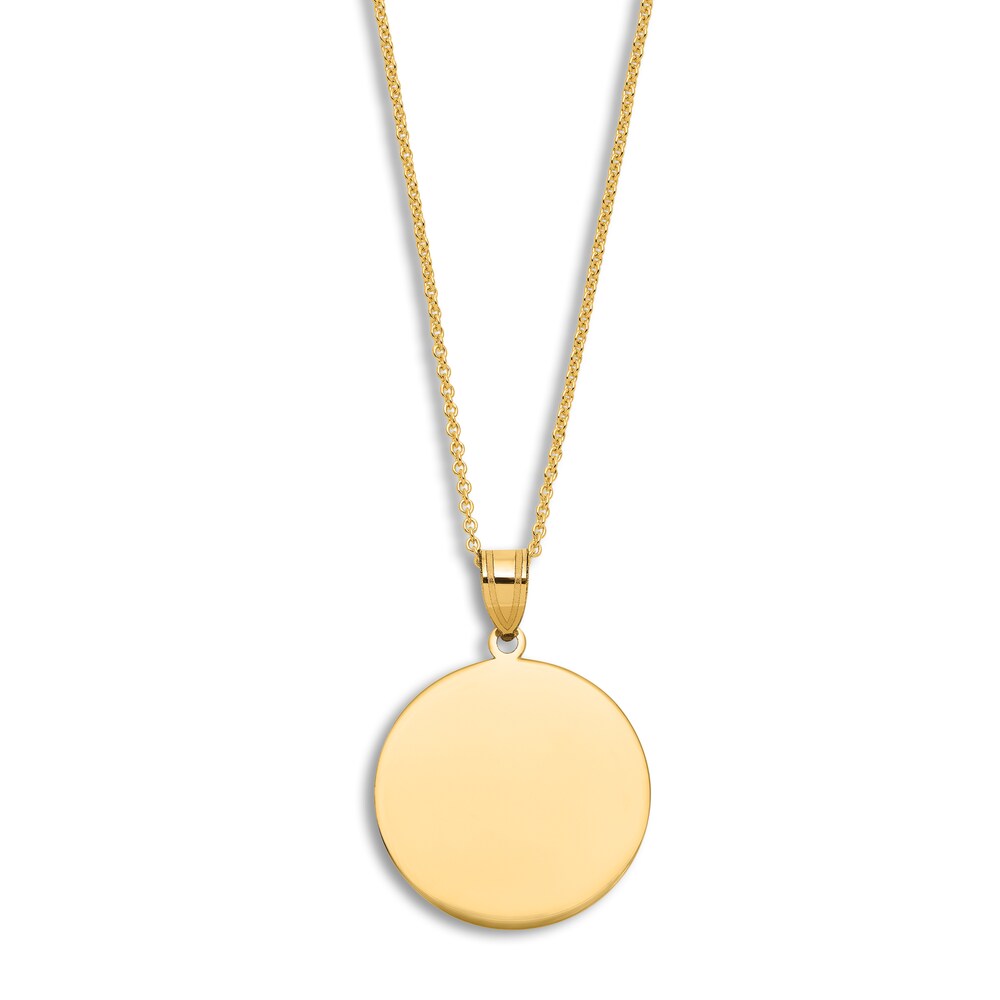 Engravable Circle Necklace 14K Yellow Gold 16\" to 18\" Adjustable G9856NTx Engravable Circle Necklace 14K Yellow Gold 16\" to 18\" Adjustable G9856NTx
