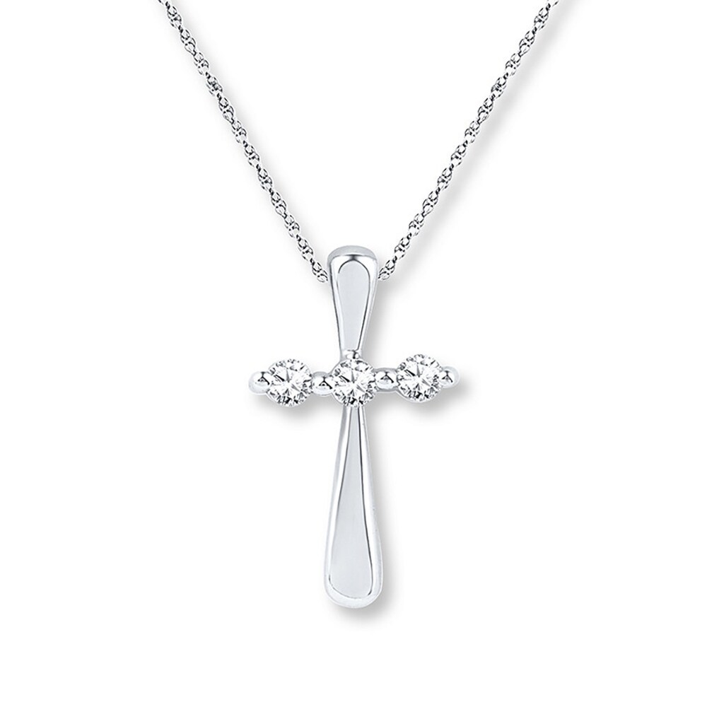 Diamond Cross Necklace 1/6 ct tw Round-cut 10K White Gold GA1GH27E Diamond Cross Necklace 1/6 ct tw Round-cut 10K White Gold GA1GH27E