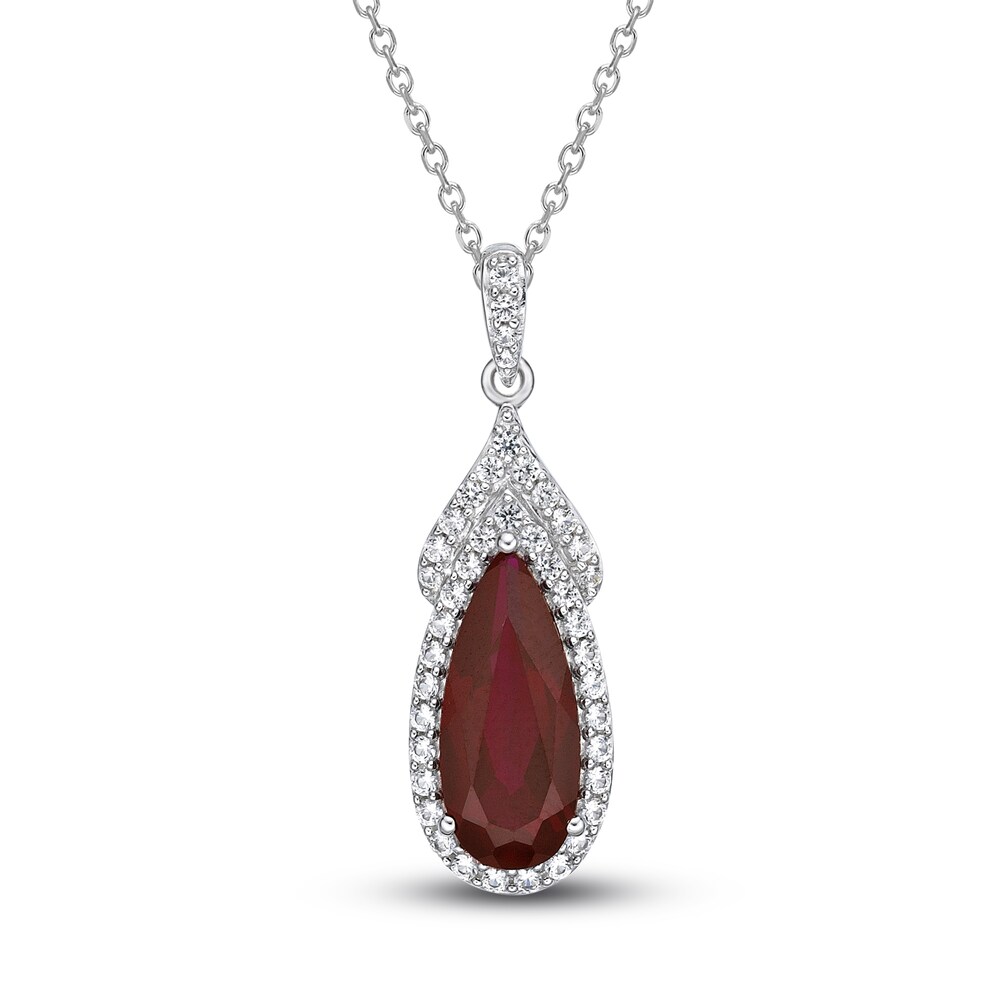 Lab-Created Ruby & Lab-Created White Sapphire Necklace Sterling Silver GDYR8xvQ Lab-Created Ruby & Lab-Created White Sapphire Necklace Sterling Silver GDYR8xvQ