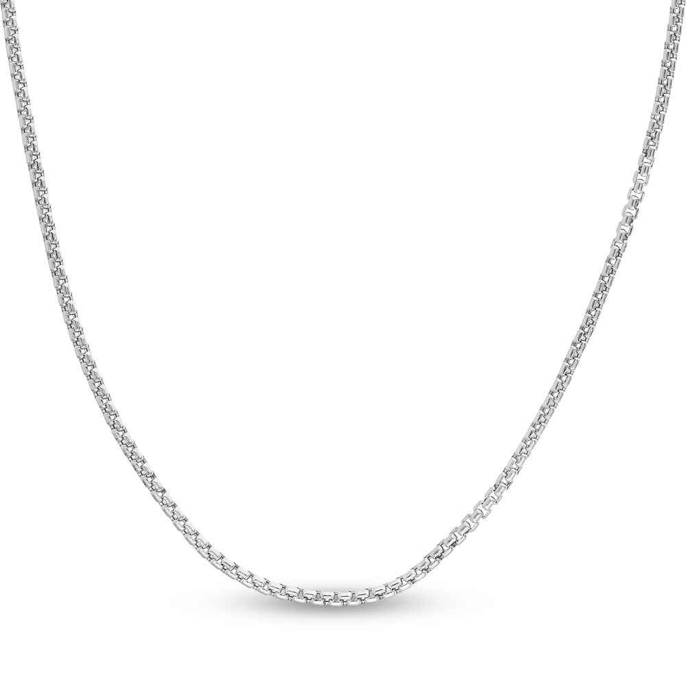 Hollow Round Box Chain Necklace 14K White Gold 18" GbSouV09 Hollow Round Box Chain Necklace 14K White Gold 18" GbSouV09