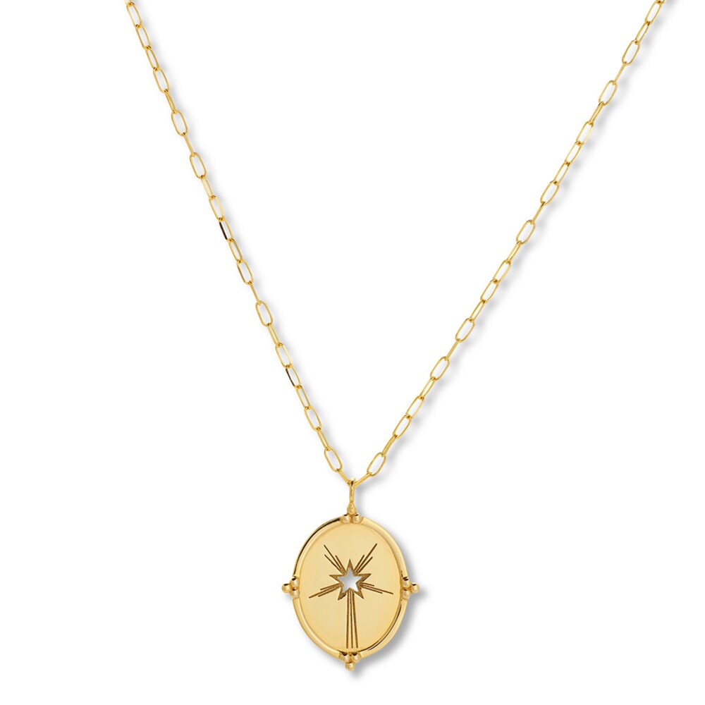 Oval Star Medallion Necklace 14K Yellow Gold 22" GlJM3gzF Oval Star Medallion Necklace 14K Yellow Gold 22" GlJM3gzF