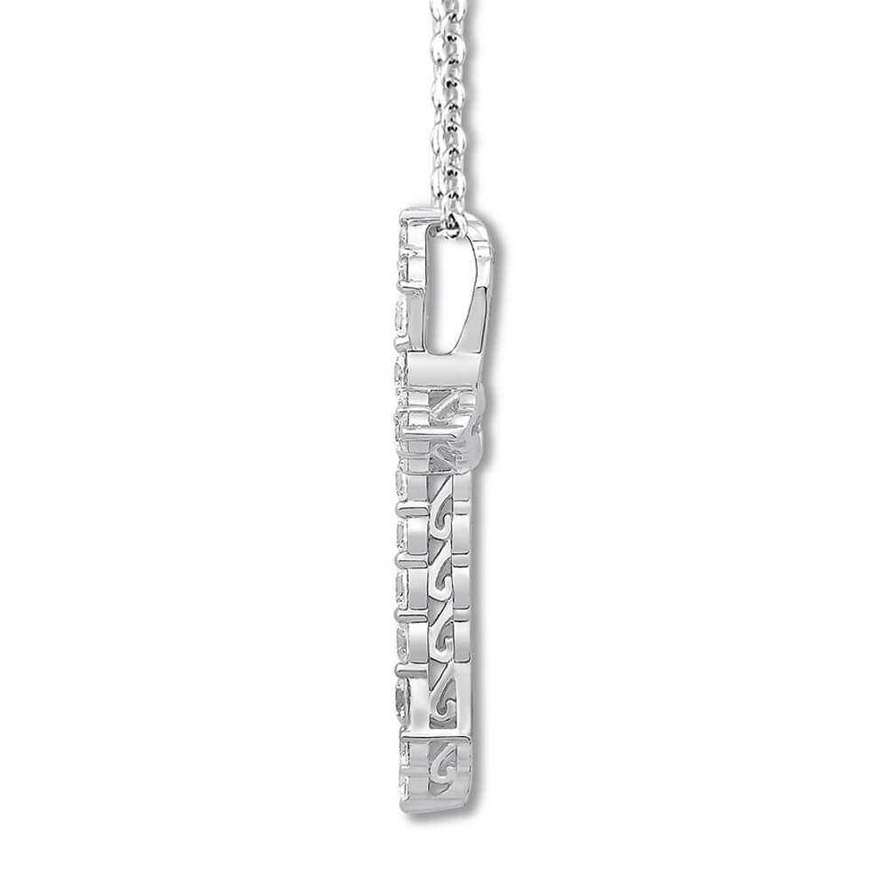 Diamond Cross Necklace 1 ct tw Round 14K White Gold GtgR41jp Diamond Cross Necklace 1 ct tw Round 14K White Gold GtgR41jp