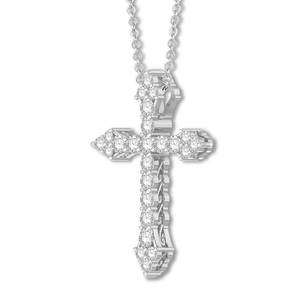 Diamond Cross Necklace 1 ct tw Round 14K White Gold GtgR41jp Diamond Cross Necklace 1 ct tw Round 14K White Gold GtgR41jp
