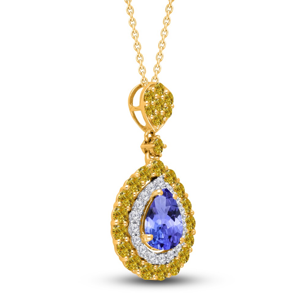 Kallati Natural Tanzanite & Natural Yellow Diamond Necklace 1 ct tw Round 14K Two-Tone Gold GuRGPMmD Kallati Natural Tanzanite & Natural Yellow Diamond Necklace 1 ct tw Round 14K Two-Tone Gold GuRGPMmD