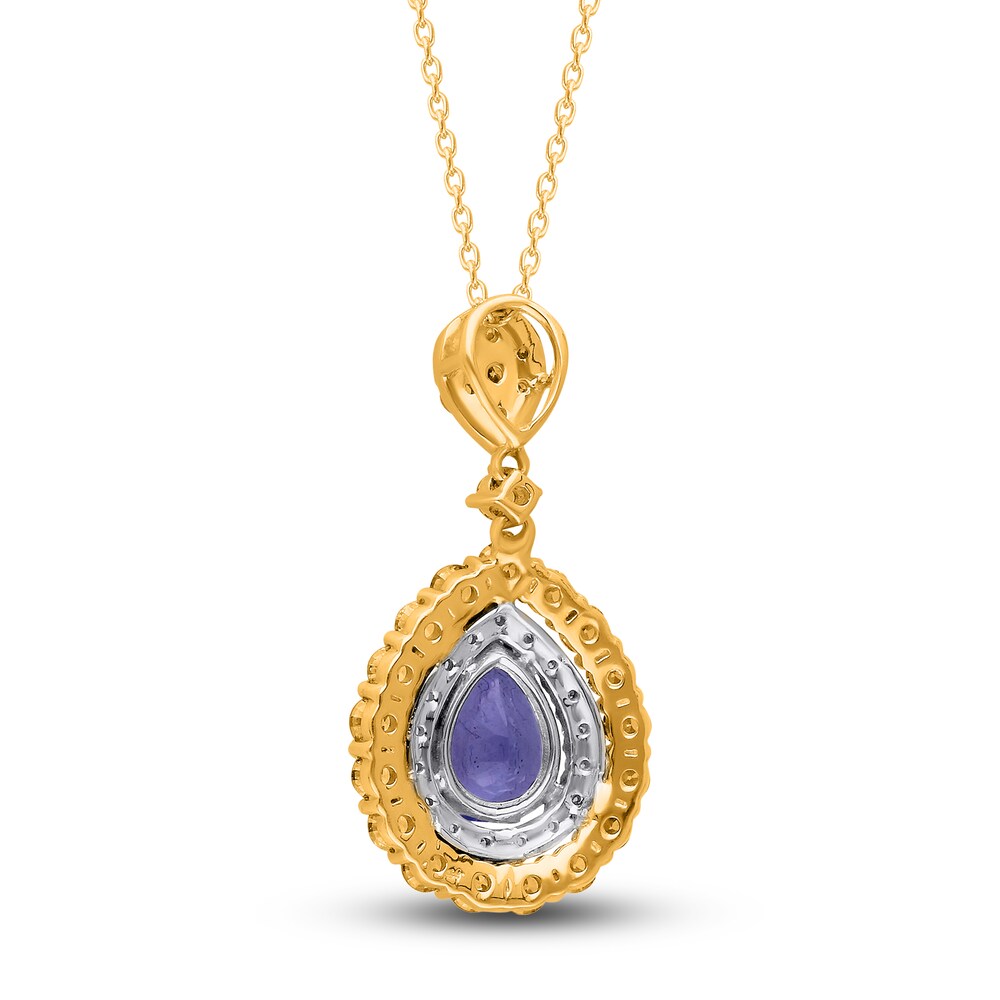 Kallati Natural Tanzanite & Natural Yellow Diamond Necklace 1 ct tw Round 14K Two-Tone Gold GuRGPMmD Kallati Natural Tanzanite & Natural Yellow Diamond Necklace 1 ct tw Round 14K Two-Tone Gold GuRGPMmD