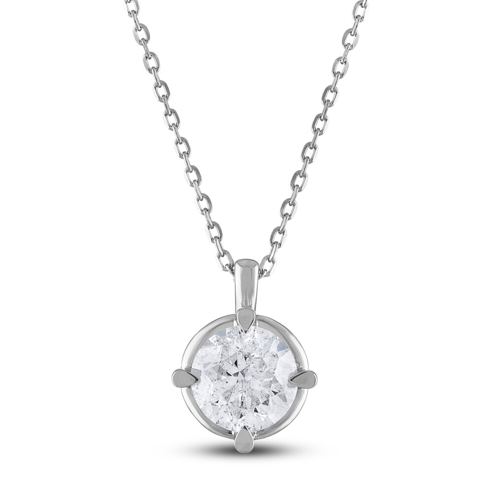 Diamond Solitaire Necklace 1 ct tw Round 14K White Gold (I2/I) H8Fv3sz1 Diamond Solitaire Necklace 1 ct tw Round 14K White Gold (I2/I) H8Fv3sz1