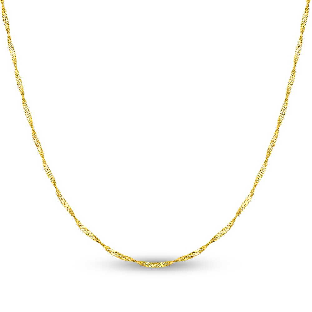 Singapore Chain Necklace 14K Yellow Gold 18" HBDEznKp