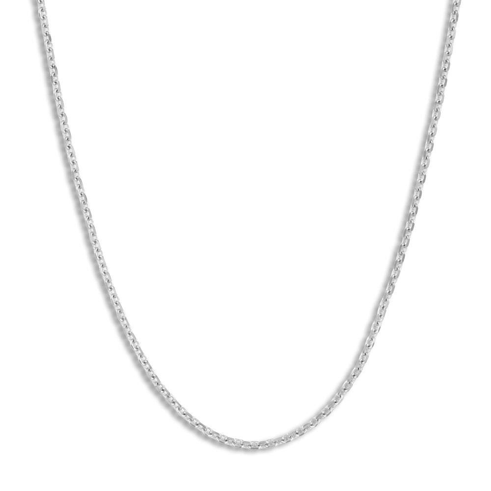 Diamond-Cut Cable Chain Necklace 14K White Gold 18" HBEaVk07 Diamond-Cut Cable Chain Necklace 14K White Gold 18" HBEaVk07