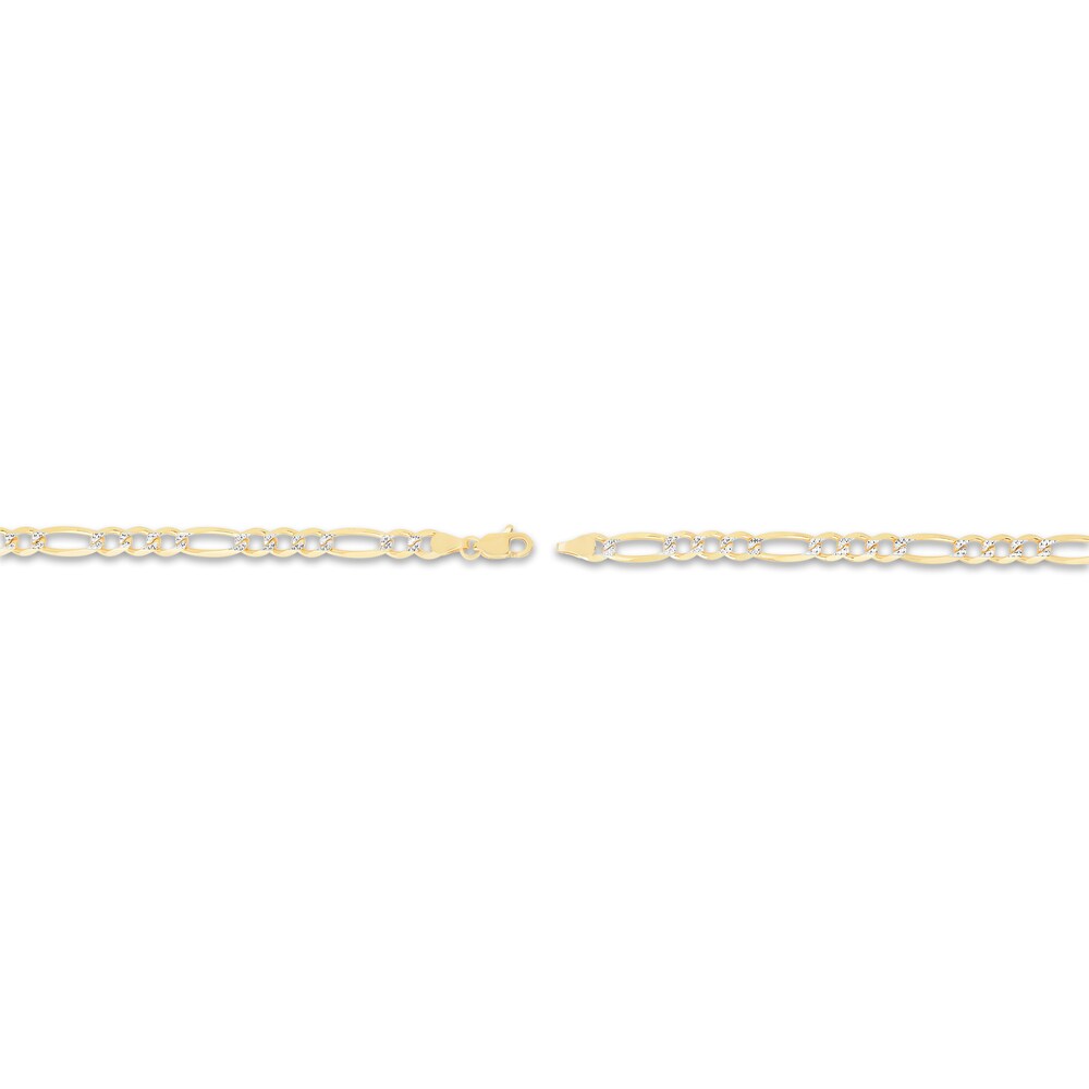 Two-Tone Figaro Chain Necklace 14K Yellow Gold 26\" HCDiZygz