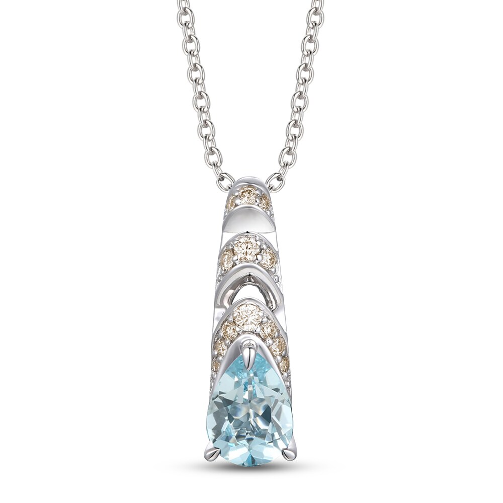 Le Vian Natural Aquamarine Necklace 1/10 ct tw Diamonds 14K Vanilla Gold HK72jhSu Le Vian Natural Aquamarine Necklace 1/10 ct tw Diamonds 14K Vanilla Gold HK72jhSu