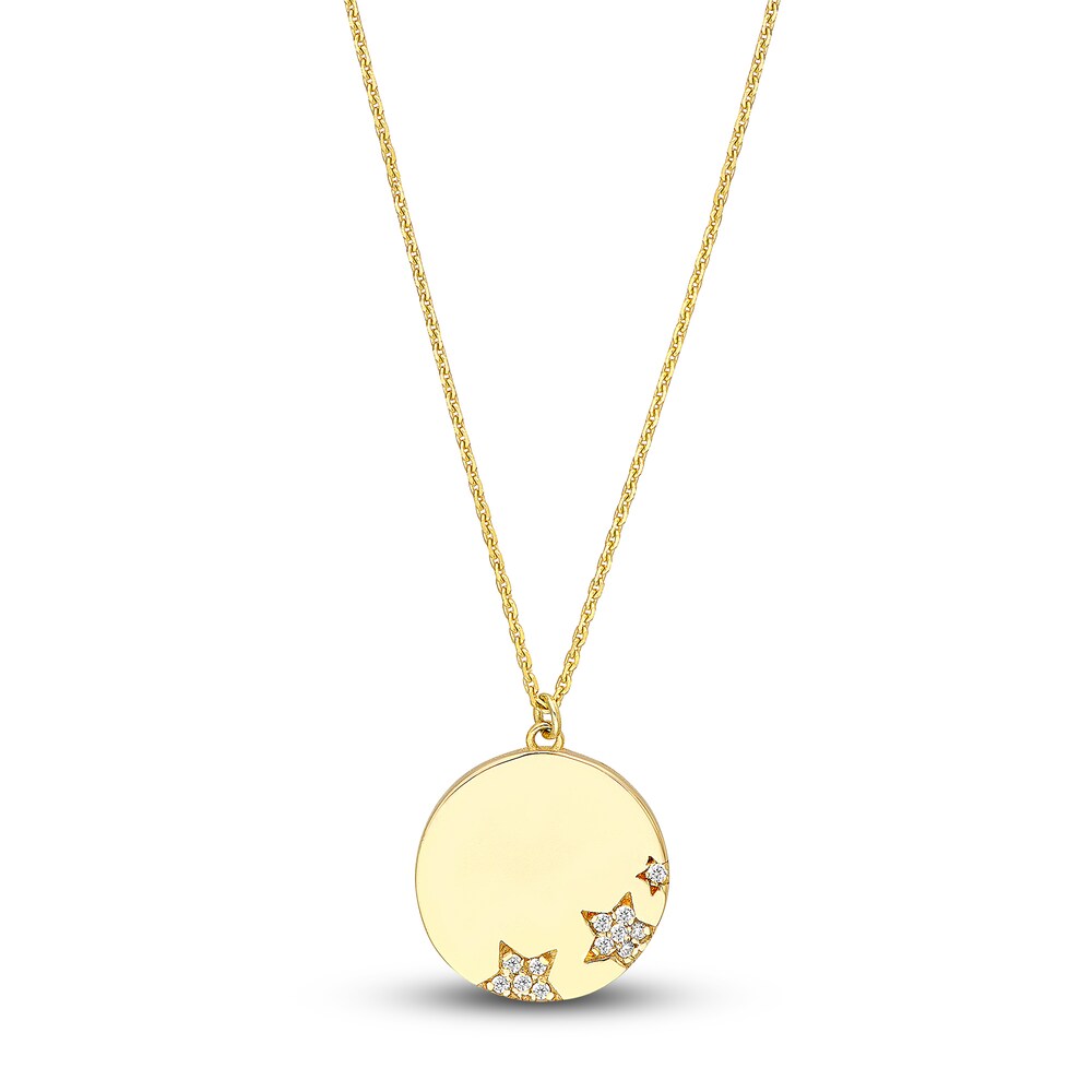 Diamond Triple Star Necklace 1/20 ct tw Round 14K Yellow Gold 16" Adj. HQgCOCqi Diamond Triple Star Necklace 1/20 ct tw Round 14K Yellow Gold 16" Adj. HQgCOCqi