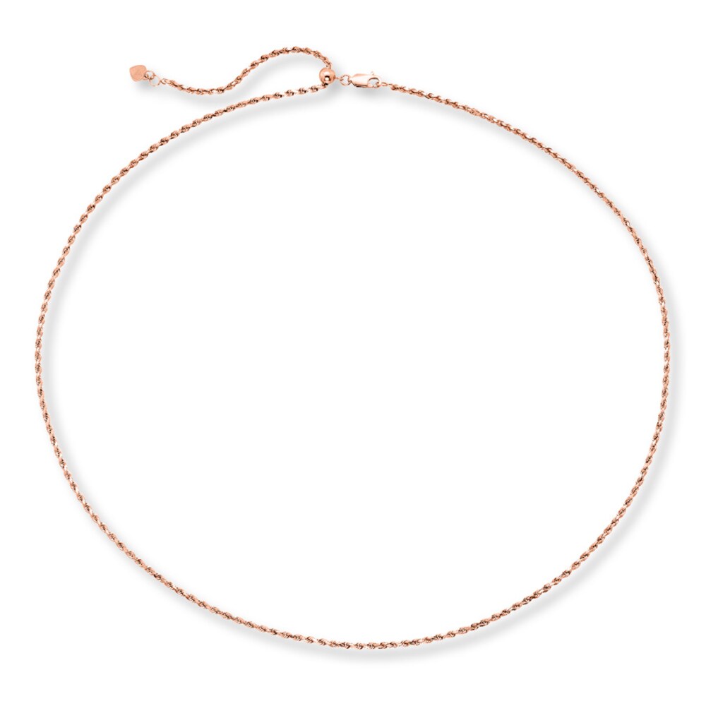 Rope Chain Necklace 10K Rose Gold 24\" Adjustable HeAICW7i Rope Chain Necklace 10K Rose Gold 24\" Adjustable HeAICW7i