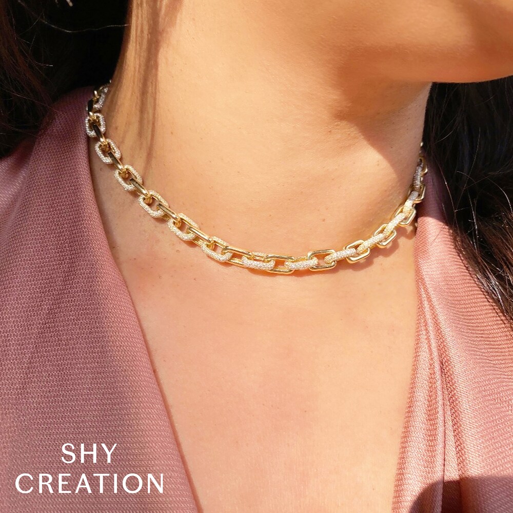Shy Creation Diamond Necklace 7-1/2 ct tw Round 14K Yellow Gold 15\" SC55014094Z15 HjeQWdTu Shy Creation Diamond Necklace 7-1/2 ct tw Round 14K Yellow Gold 15\" SC55014094Z15 HjeQWdTu