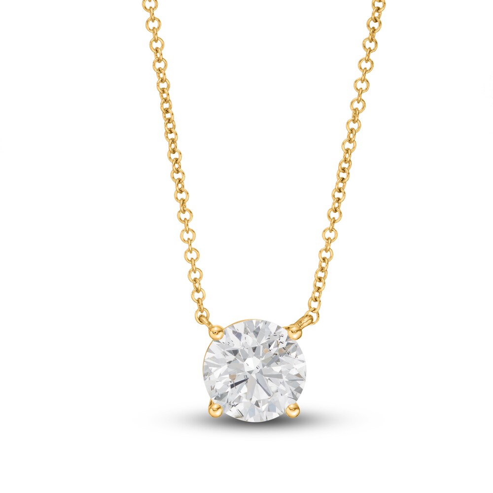 Lab-Created Diamond Solitaire Necklace 2 ct tw Round 14K Yellow Gold (SI2/F) HmzrorBK