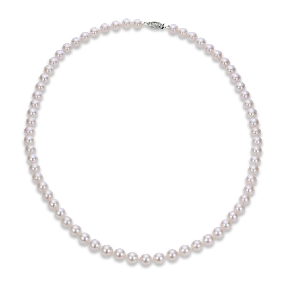 Cultured Akoya Pearl Necklace 14K White Gold 20" HnxRbLnE Cultured Akoya Pearl Necklace 14K White Gold 20" HnxRbLnE